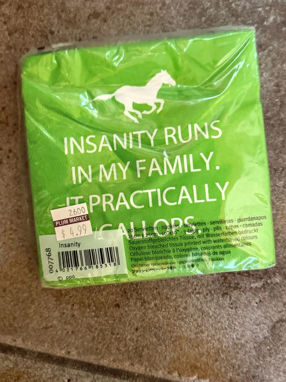 Green 'Insanity Runs In My Family' Party Napkins